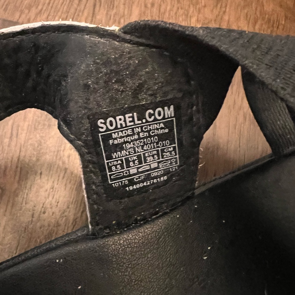 Sorel Black Snakeskin Wedge Sandals - Picture 7 of 7